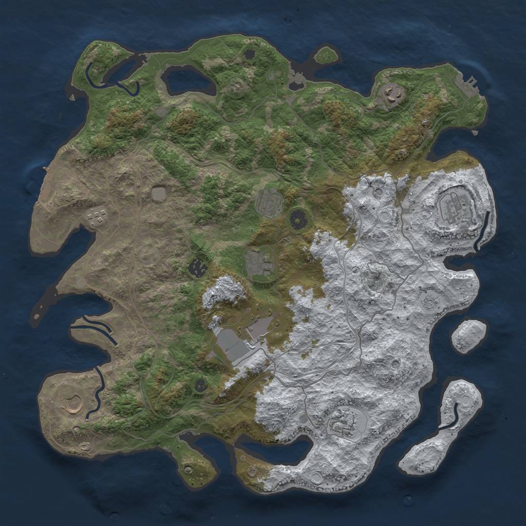Rust Map: Procedural Map, Size: 4250, Seed: 500655, 18 Monuments