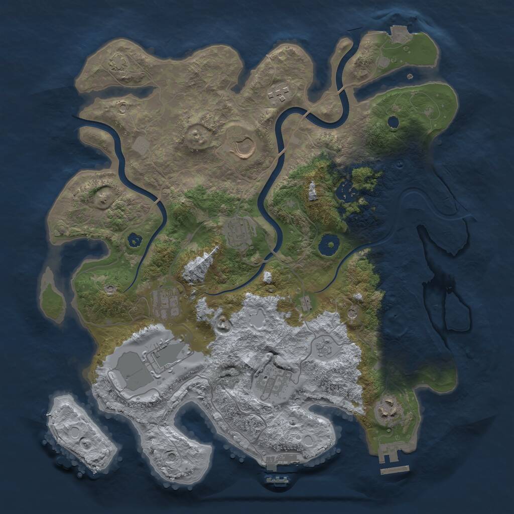 Rust Map: Procedural Map, Size: 3600, Seed: 3258085, 14 Monuments