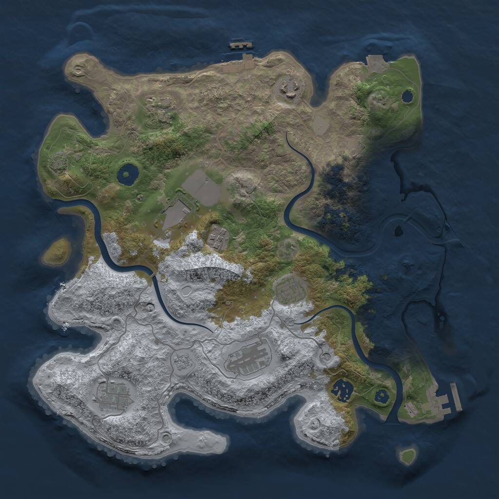 Rust Map: Procedural Map, Size: 3500, Seed: 270378810, 14 Monuments