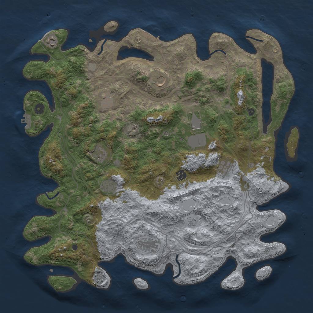 Rust Map: Procedural Map, Size: 4500, Seed: 461528405, 19 Monuments