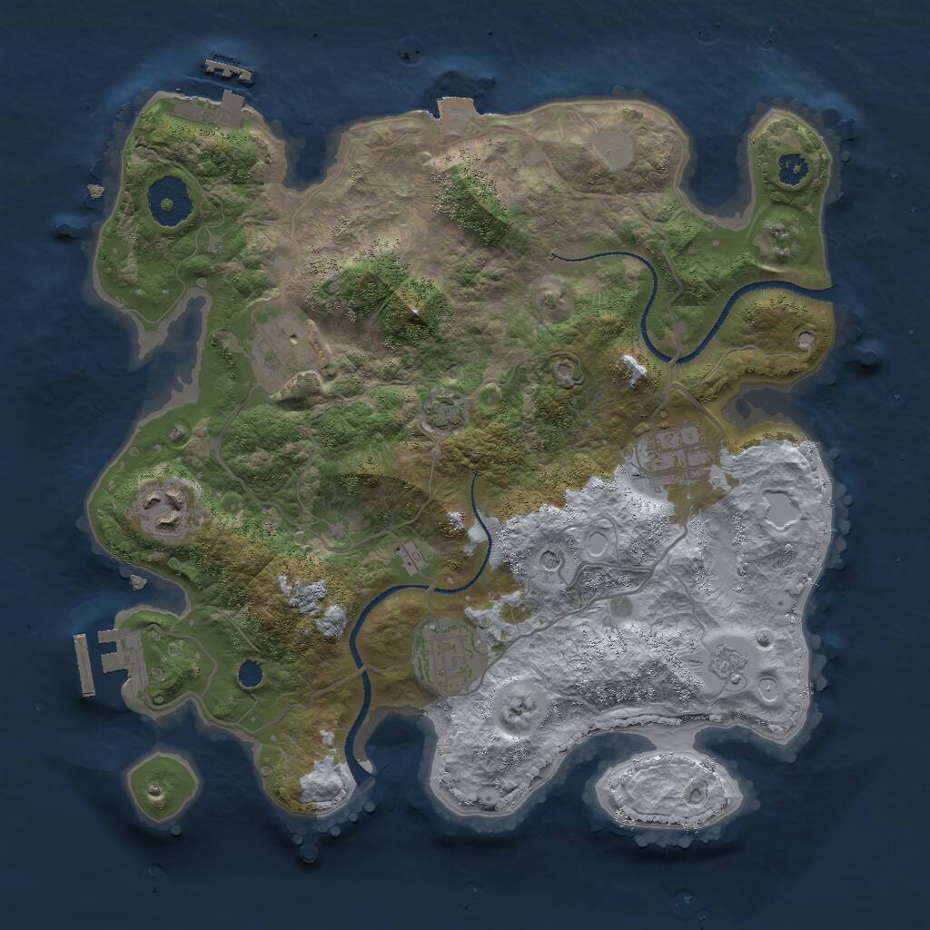 Rust Map: Procedural Map, Size: 3000, Seed: 798752918, 10 Monuments
