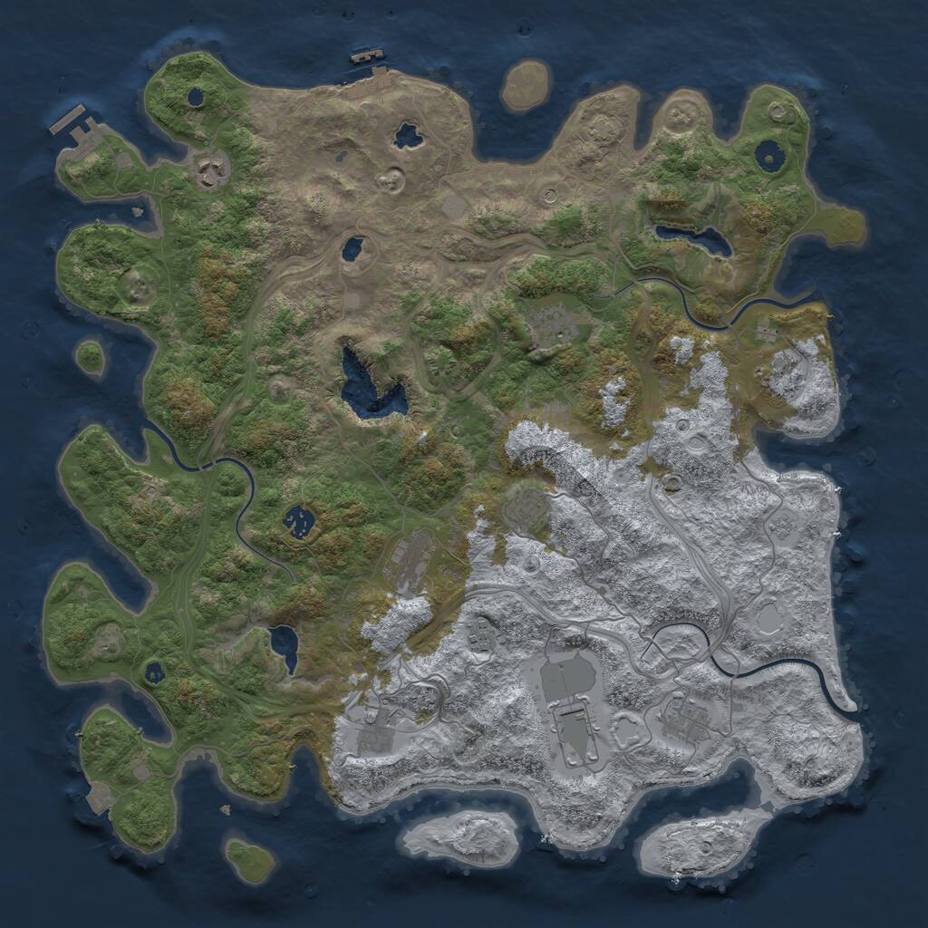 Rust Map: Procedural Map, Size: 4550, Seed: 45223, 16 Monuments