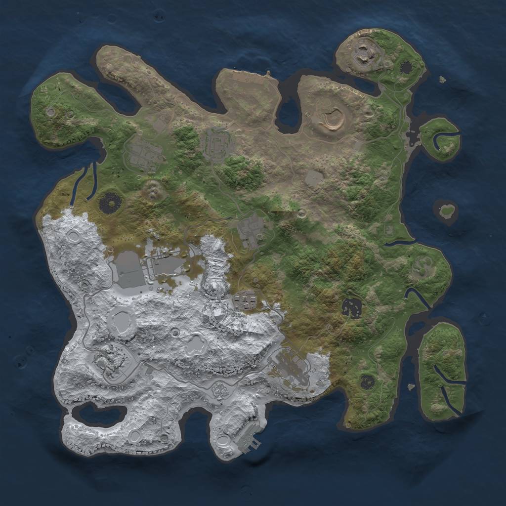 Rust Map: Procedural Map, Size: 3560, Seed: 3704628, 18 Monuments