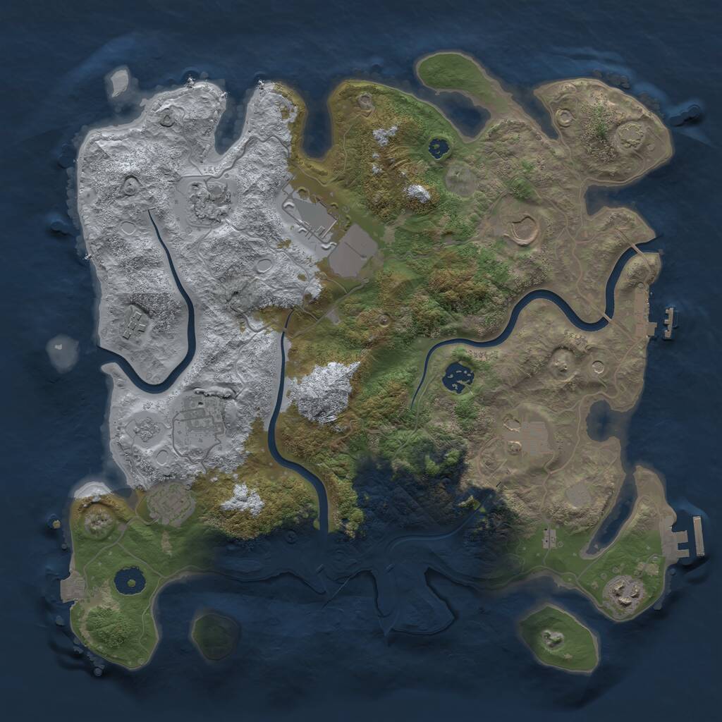 Rust Map: Procedural Map, Size: 3700, Seed: 743880971, 15 Monuments