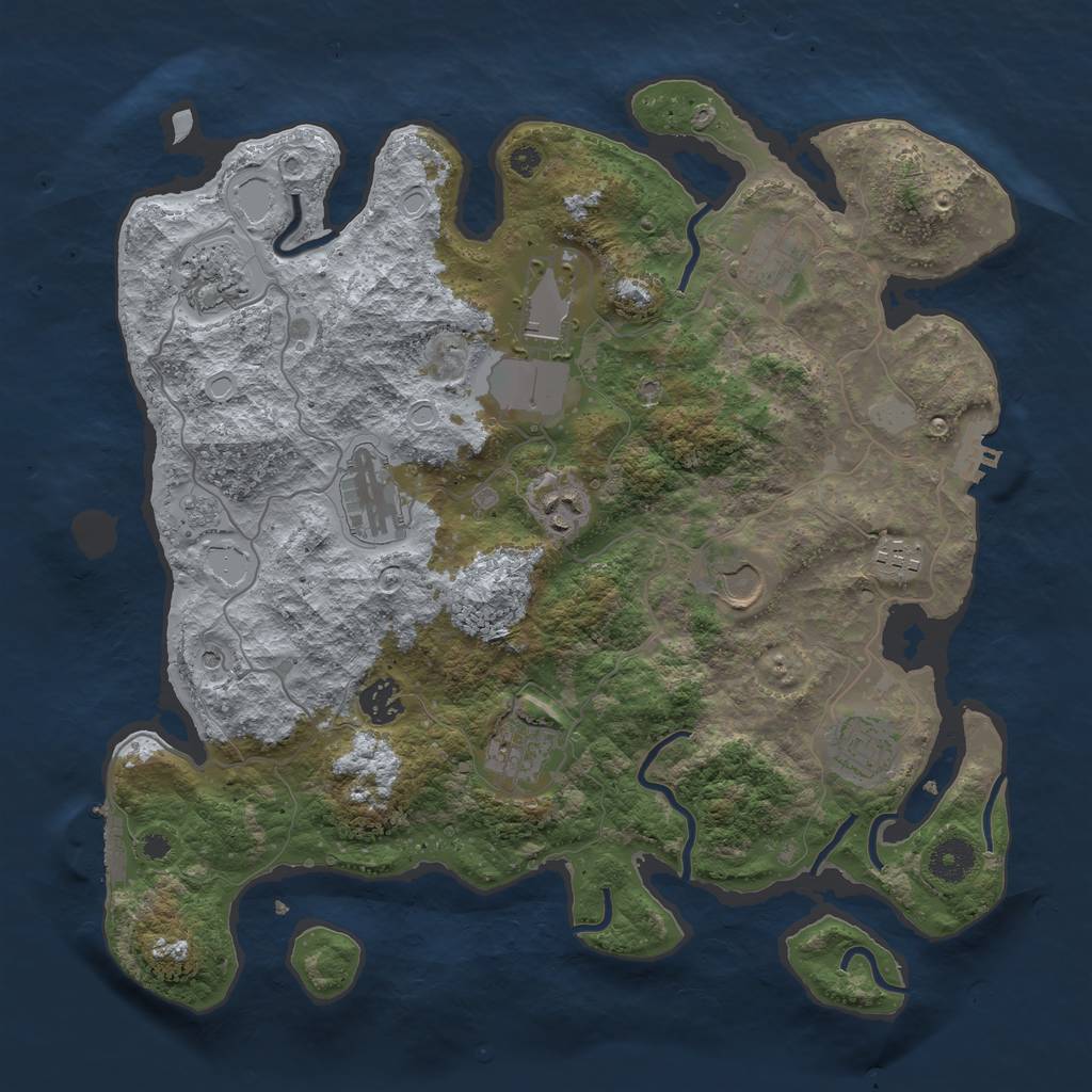 Rust Map: Procedural Map, Size: 3700, Seed: 743880971, 19 Monuments