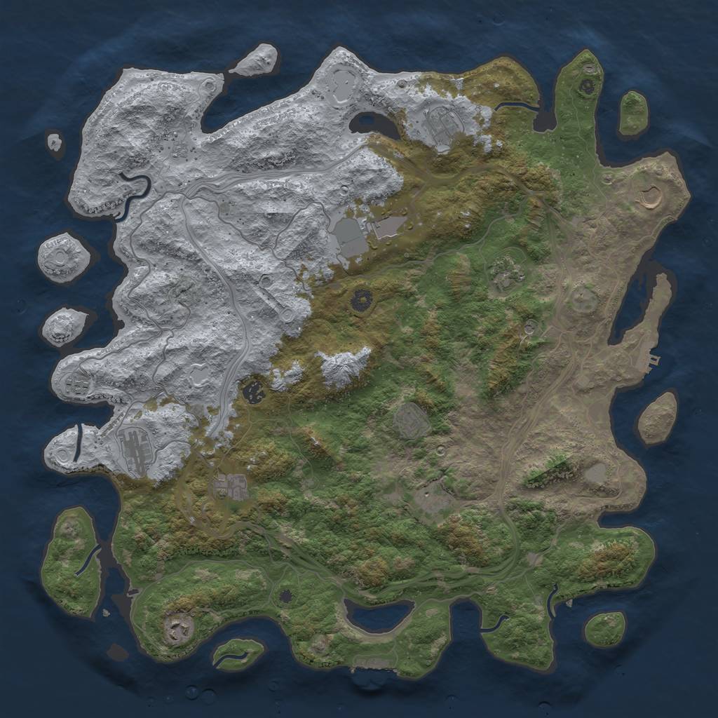 Rust Map: Procedural Map, Size: 4800, Seed: 1241578837, 20 Monuments