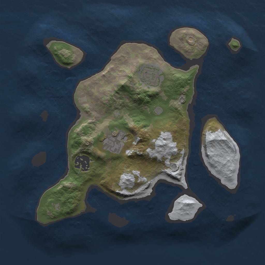 Rust Map: Barren, Size: 2500, Seed: 16, 5 Monuments