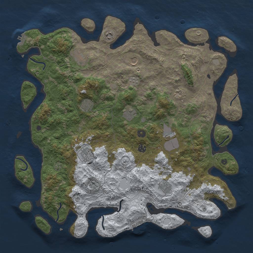 Rust Map: Procedural Map, Size: 4500, Seed: 1803753190, 20 Monuments