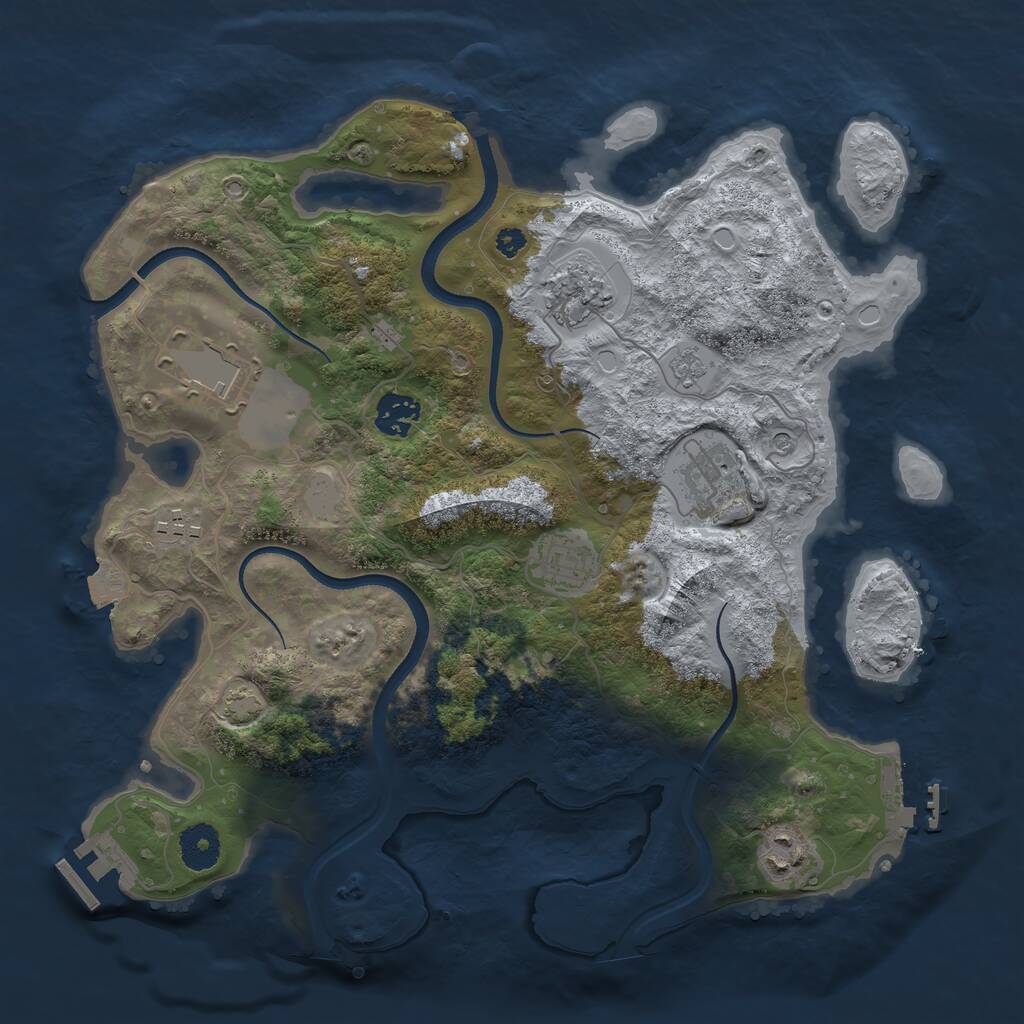 Rust Map: Procedural Map, Size: 3500, Seed: 861032, 13 Monuments
