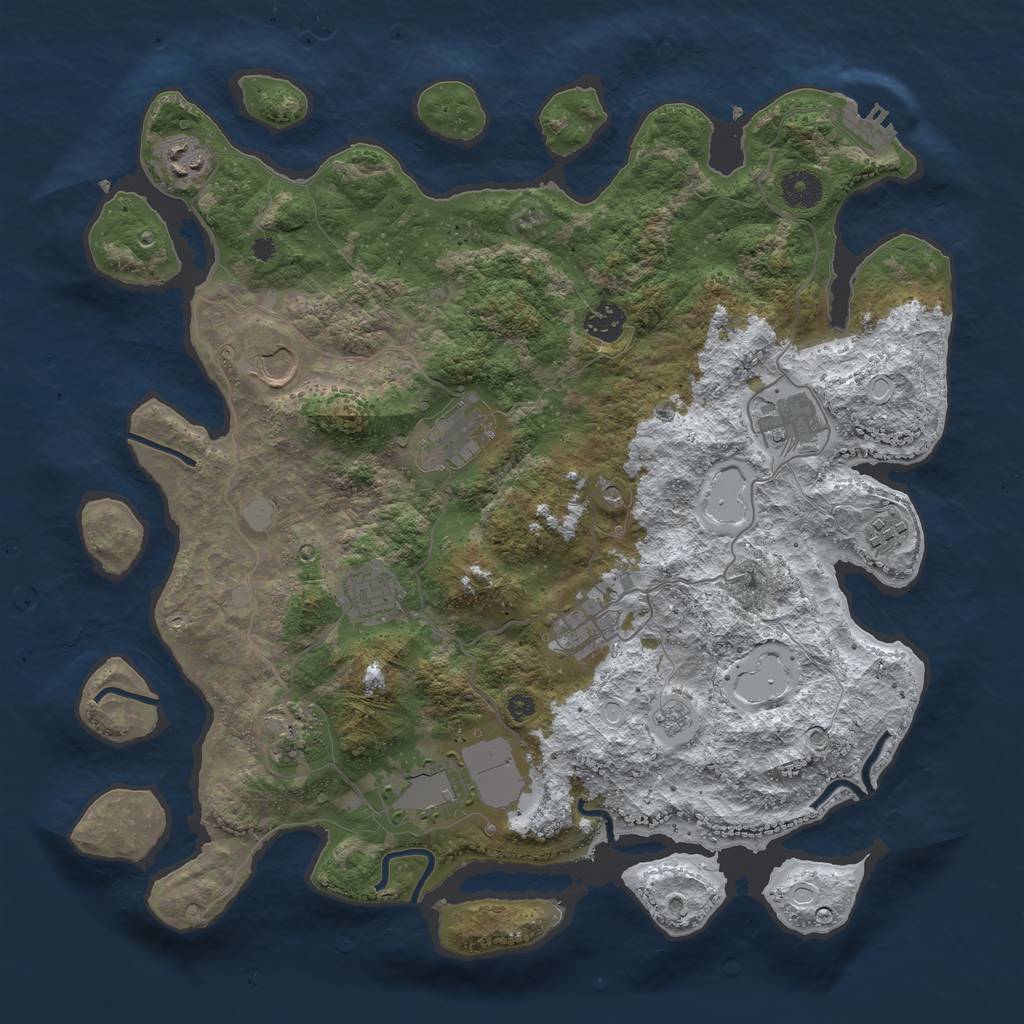Rust Map: Procedural Map, Size: 3850, Seed: 1823929074, 18 Monuments