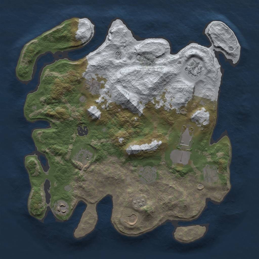 Rust Map: Barren, Size: 3500, Seed: 42638515, 13 Monuments