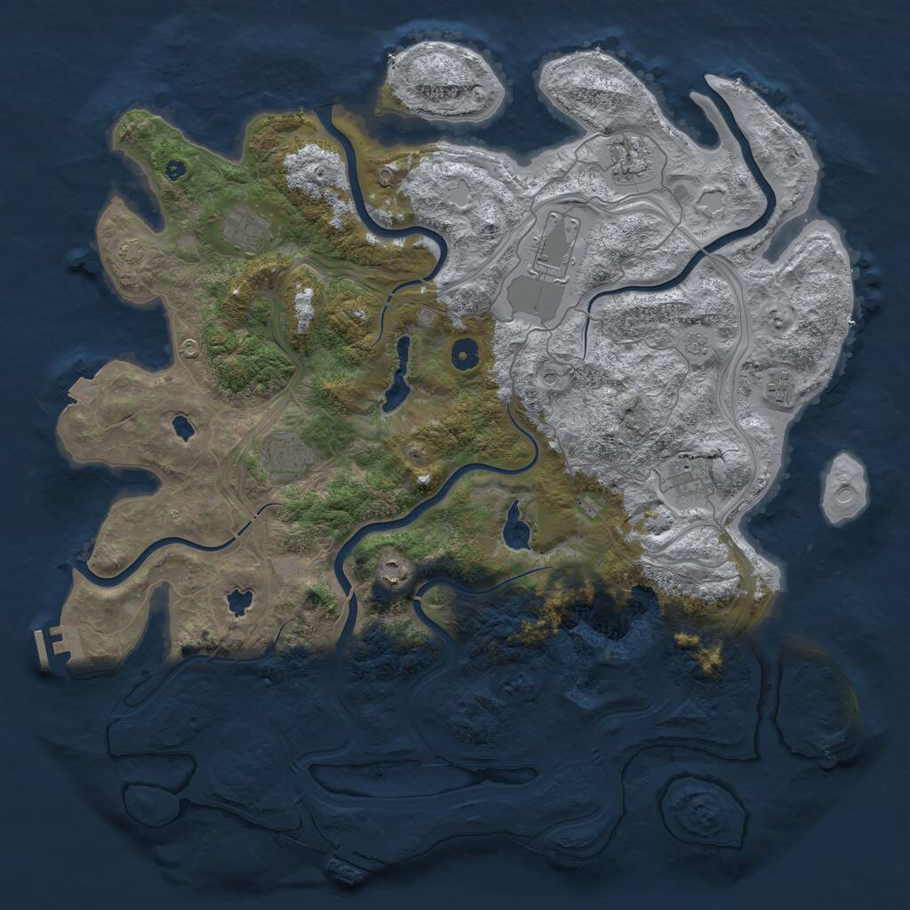 Rust Map: Procedural Map, Size: 4500, Seed: 1074242130, 13 Monuments