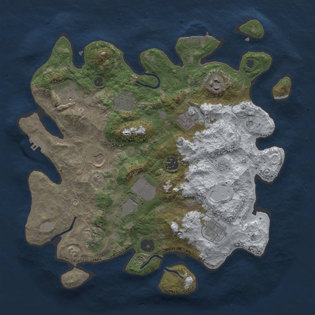 Rust Map: Procedural Map, Size: 3500, Seed: 2017014, 18 Monuments