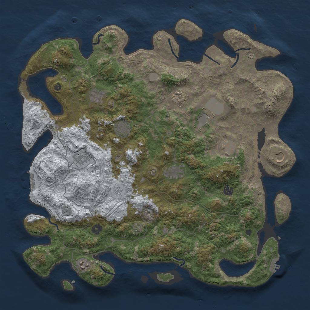 Rust Map: Procedural Map, Size: 4500, Seed: 2345345, 20 Monuments