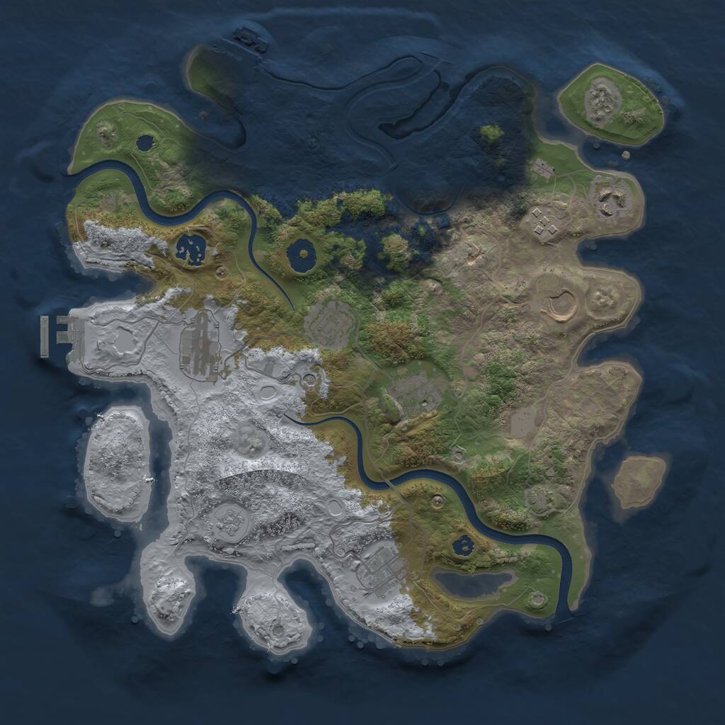 Rust Map: Procedural Map, Size: 3500, Seed: 2805, 14 Monuments