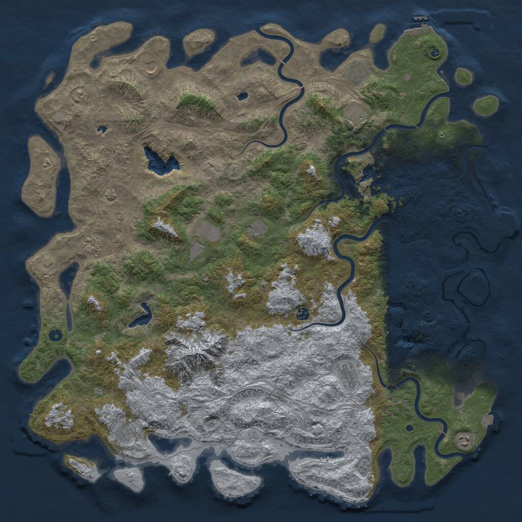 Rust Map: Procedural Map, Size: 6000, Seed: 122313644, 17 Monuments