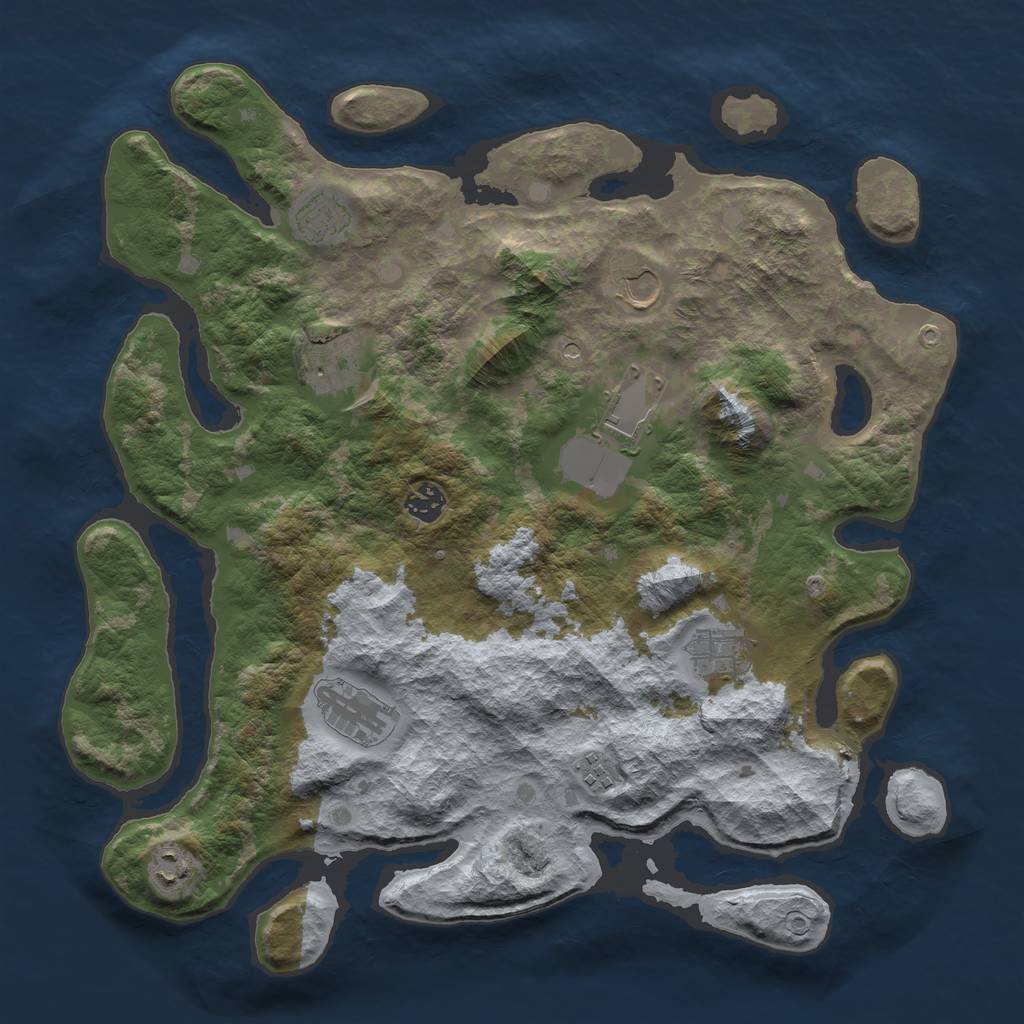 Rust Map: Barren, Size: 4000, Seed: 12342, 12 Monuments