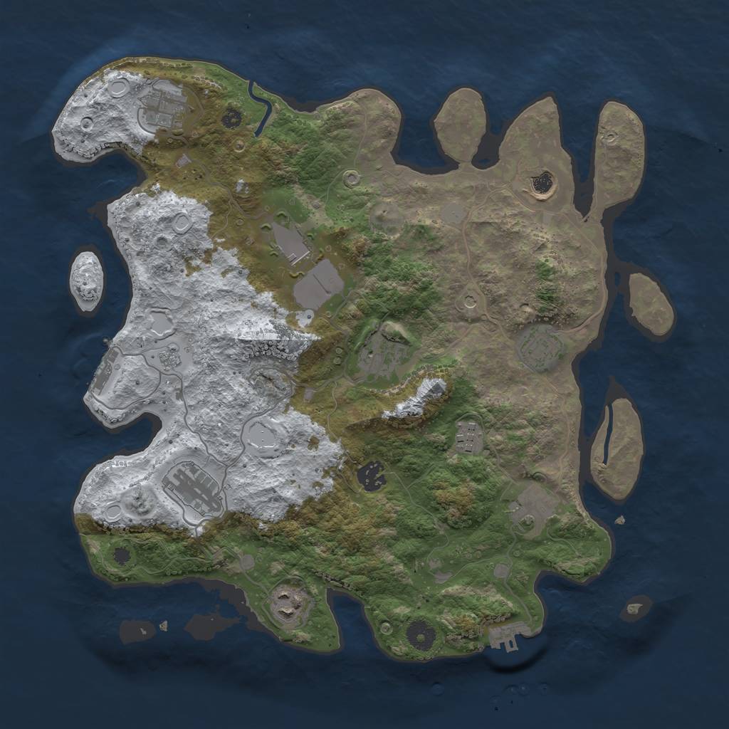 Rust Map: Procedural Map, Size: 3750, Seed: 8412531, 19 Monuments
