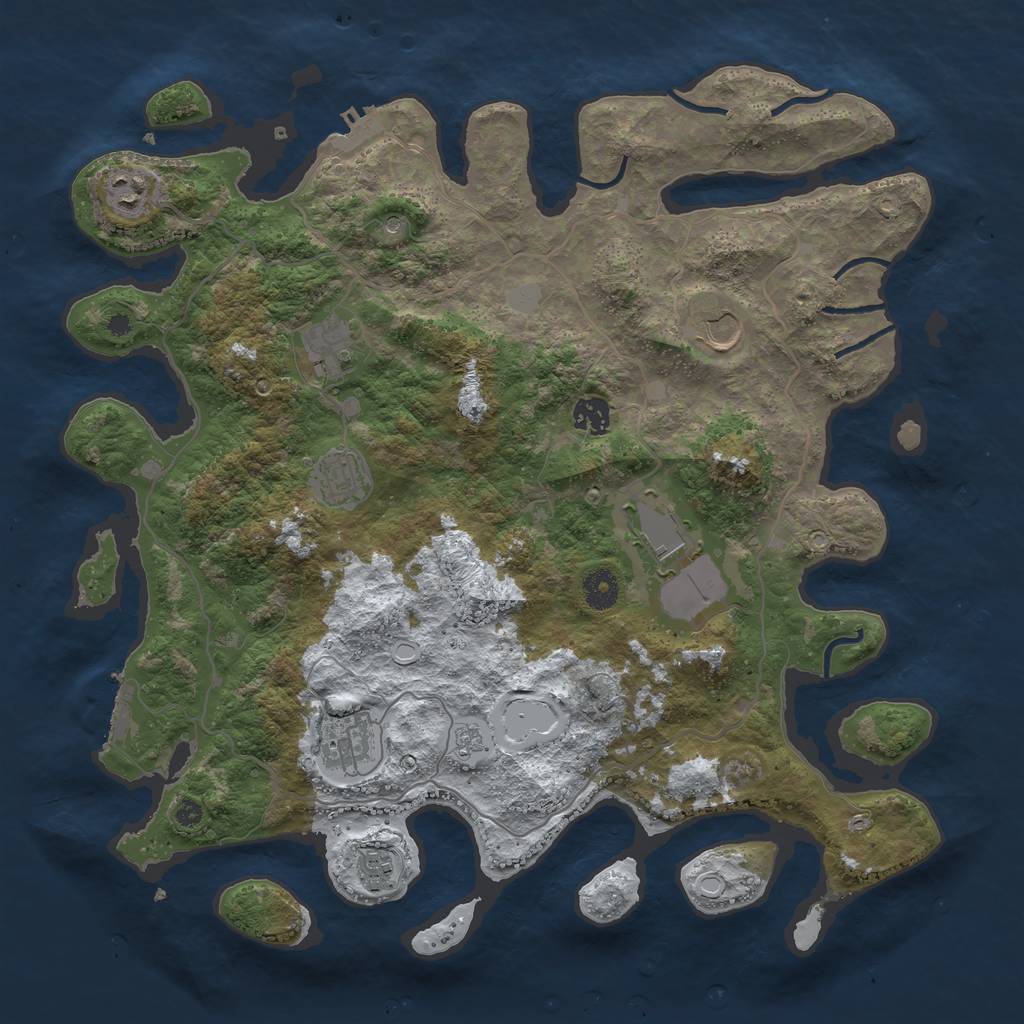 Rust Map: Procedural Map, Size: 4000, Seed: 293152551, 17 Monuments