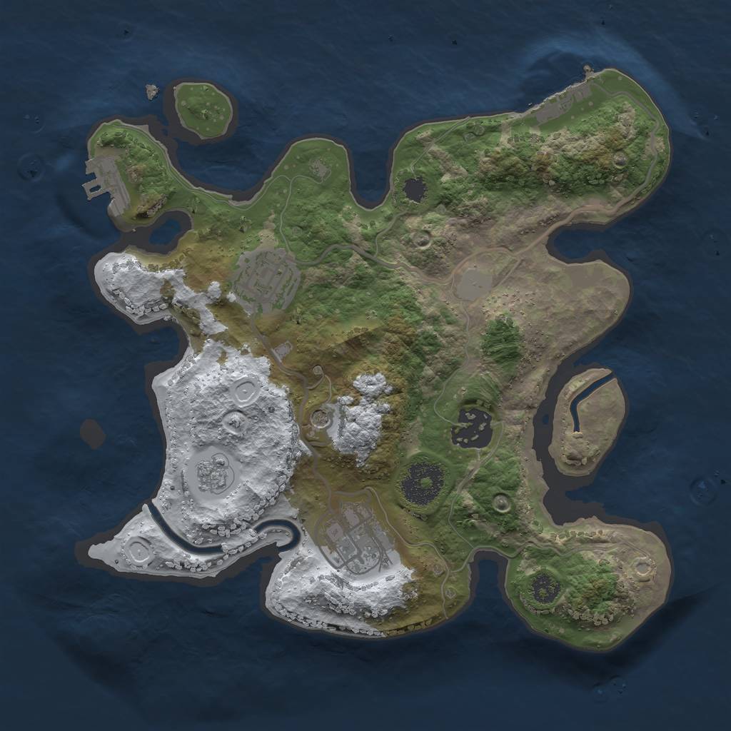 Rust Map: Procedural Map, Size: 2600, Seed: 1905563985, 12 Monuments