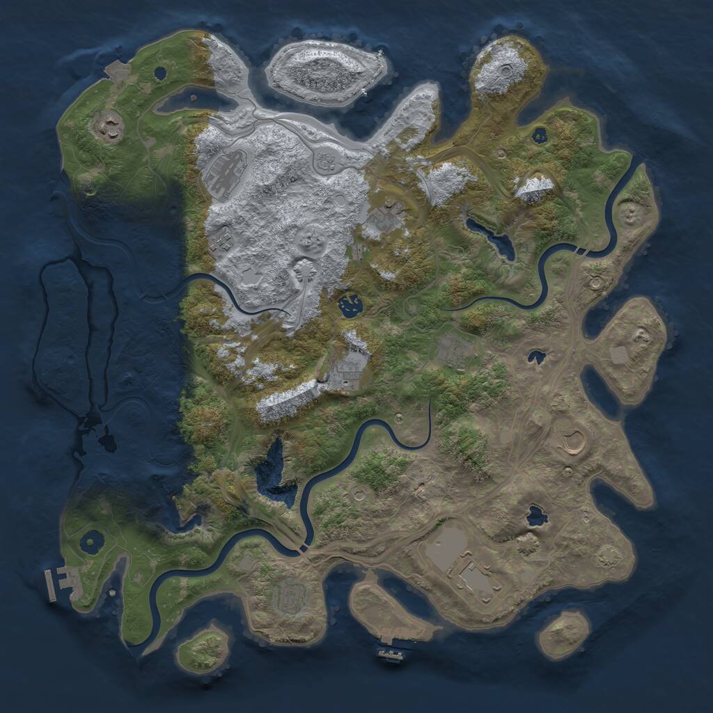 Rust Map: Procedural Map, Size: 4500, Seed: 20368936, 16 Monuments