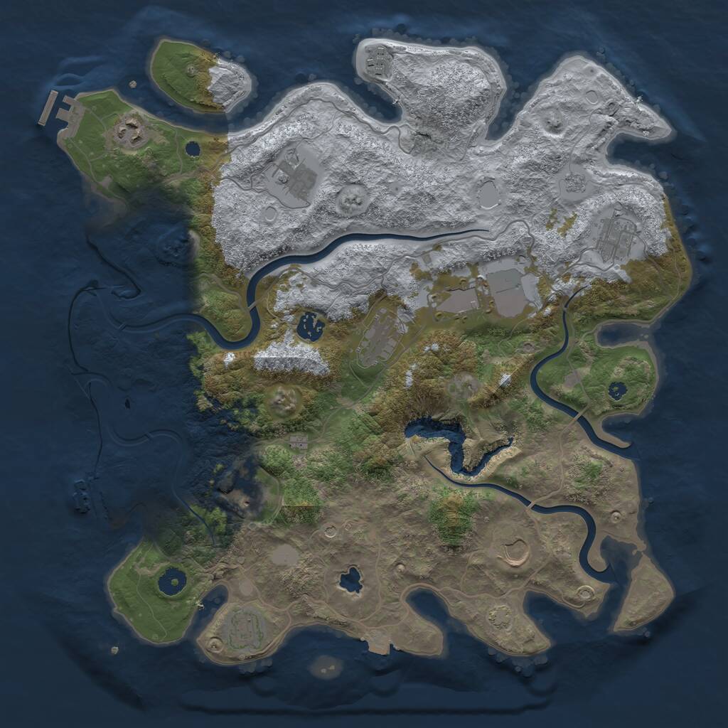 Rust Map: Procedural Map, Size: 4000, Seed: 723346680, 16 Monuments