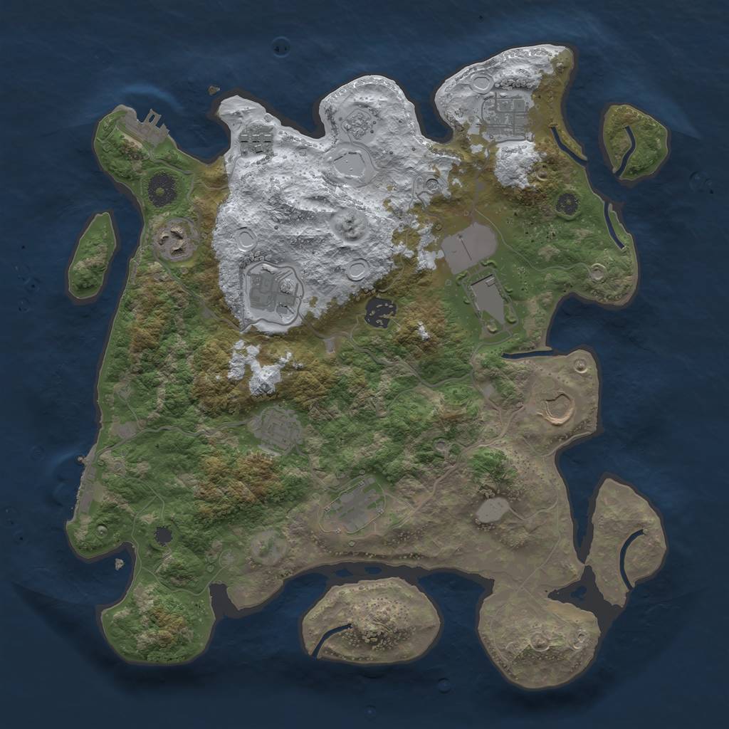 Rust Map: Procedural Map, Size: 3500, Seed: 4707, 18 Monuments