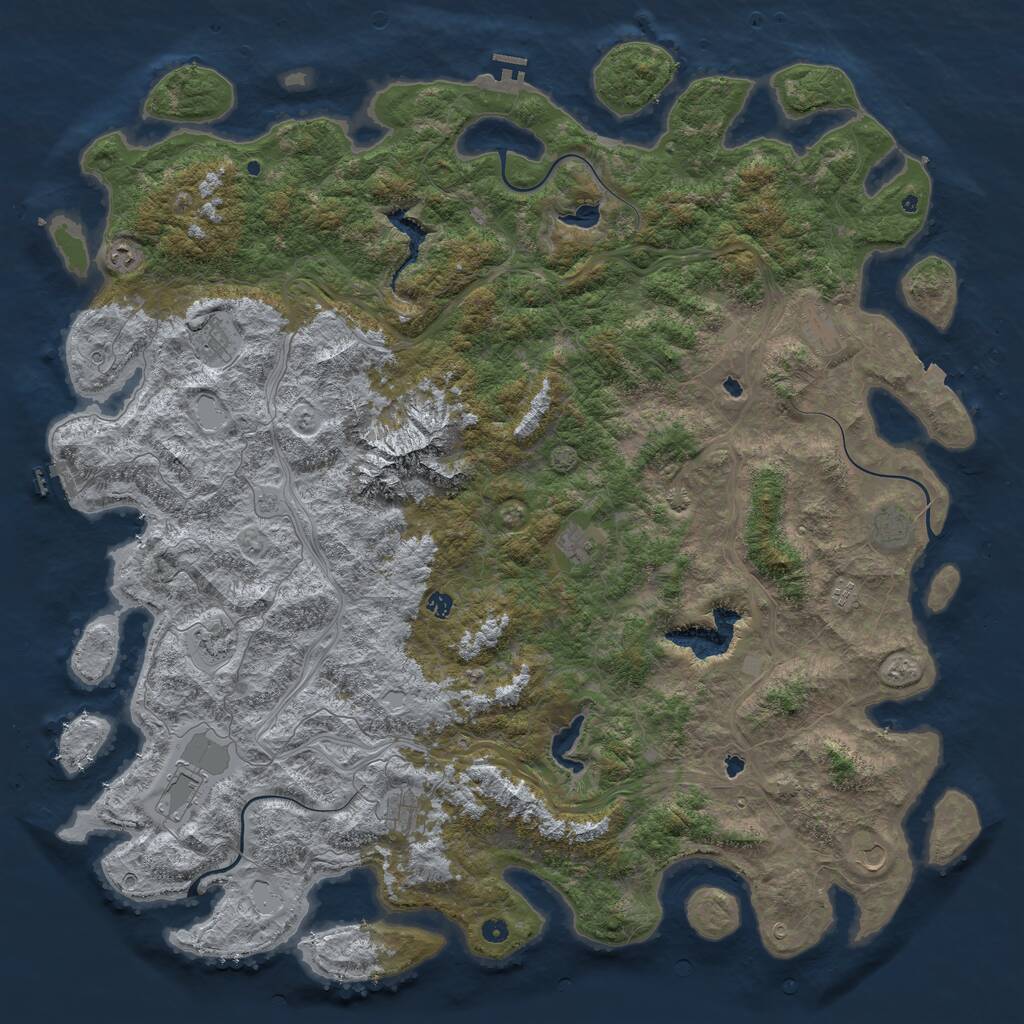 Rust Map: Procedural Map, Size: 6000, Seed: 18296660, 17 Monuments