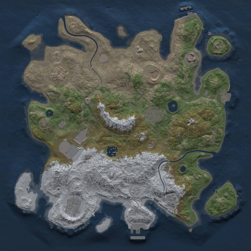 Rust Map: Procedural Map, Size: 3500, Seed: 3619255, 14 Monuments