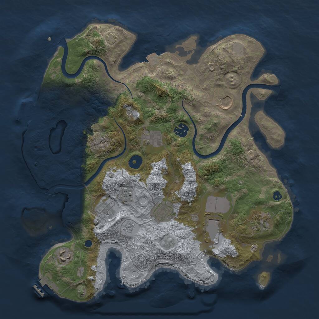 Rust Map: Procedural Map, Size: 3500, Seed: 943895086, 15 Monuments
