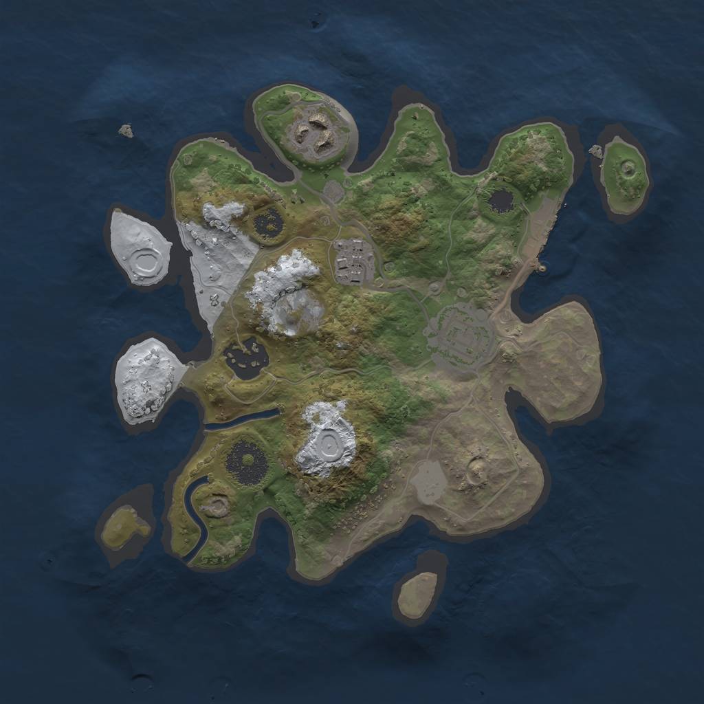 Rust Map: Procedural Map, Size: 2500, Seed: 64091453, 10 Monuments