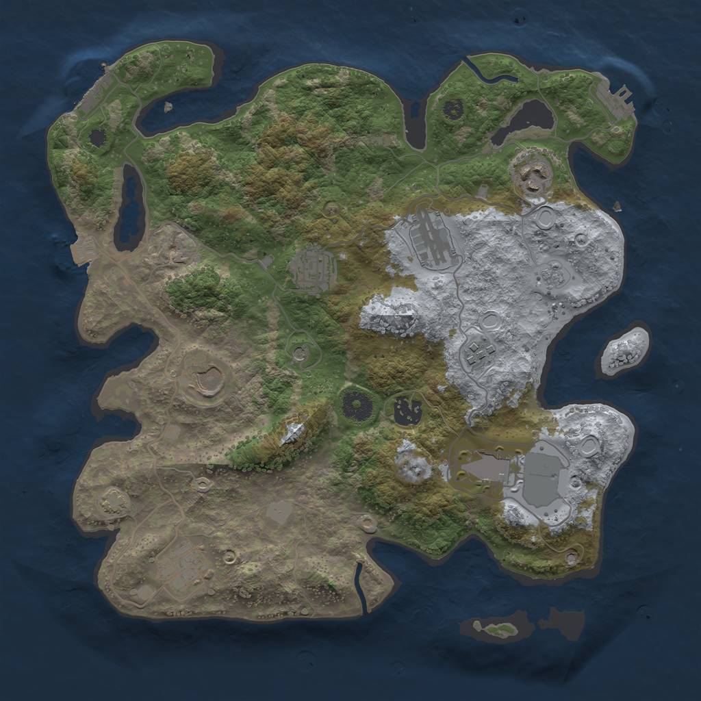 Rust Map: Procedural Map, Size: 3500, Seed: 117, 16 Monuments