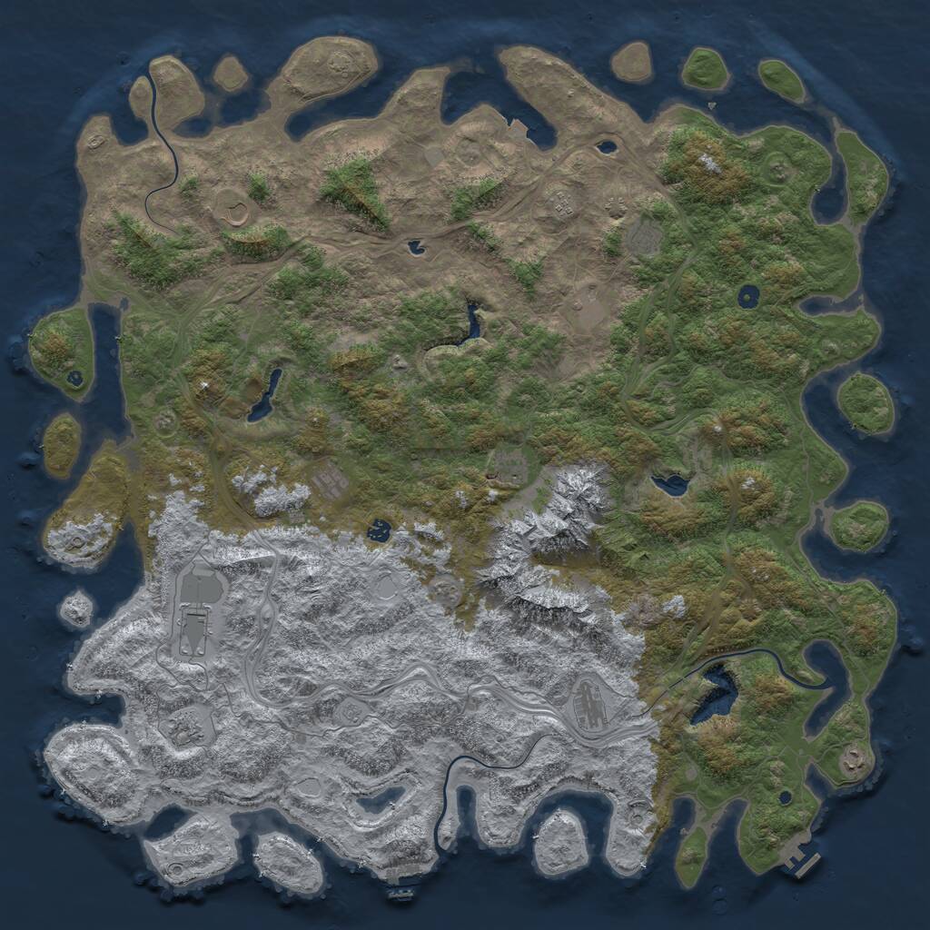 Rust Map: Procedural Map, Size: 6000, Seed: 106837832, 17 Monuments
