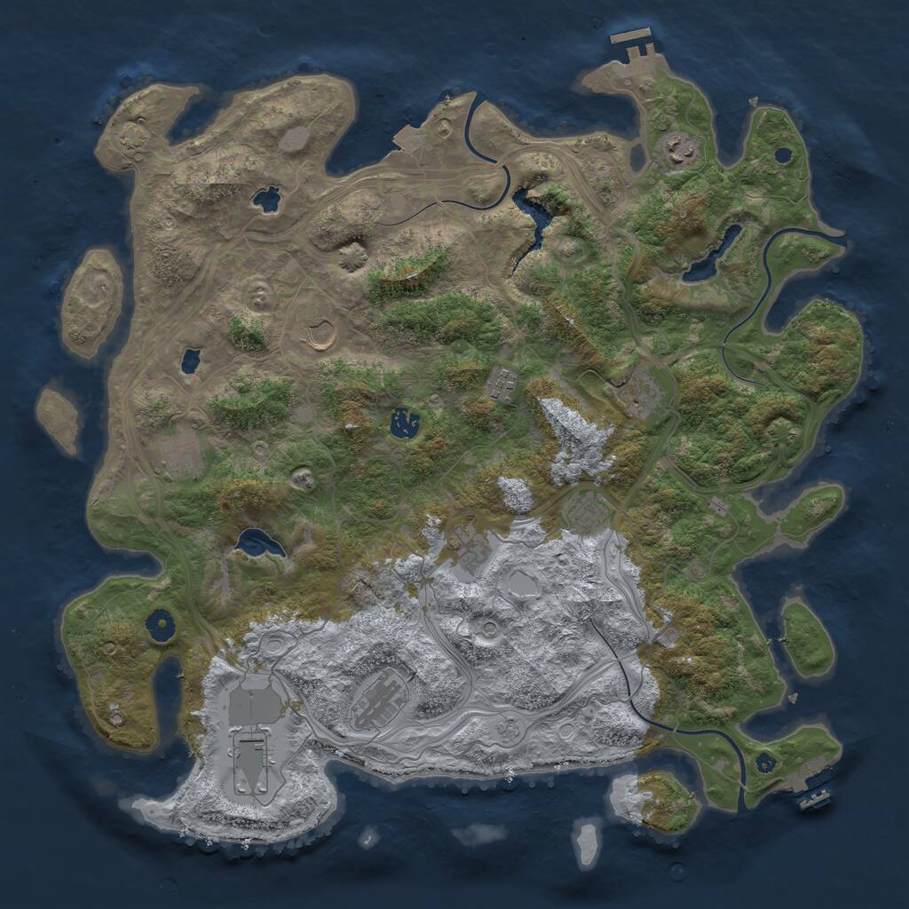 Rust Map: Procedural Map, Size: 4500, Seed: 1251236, 16 Monuments