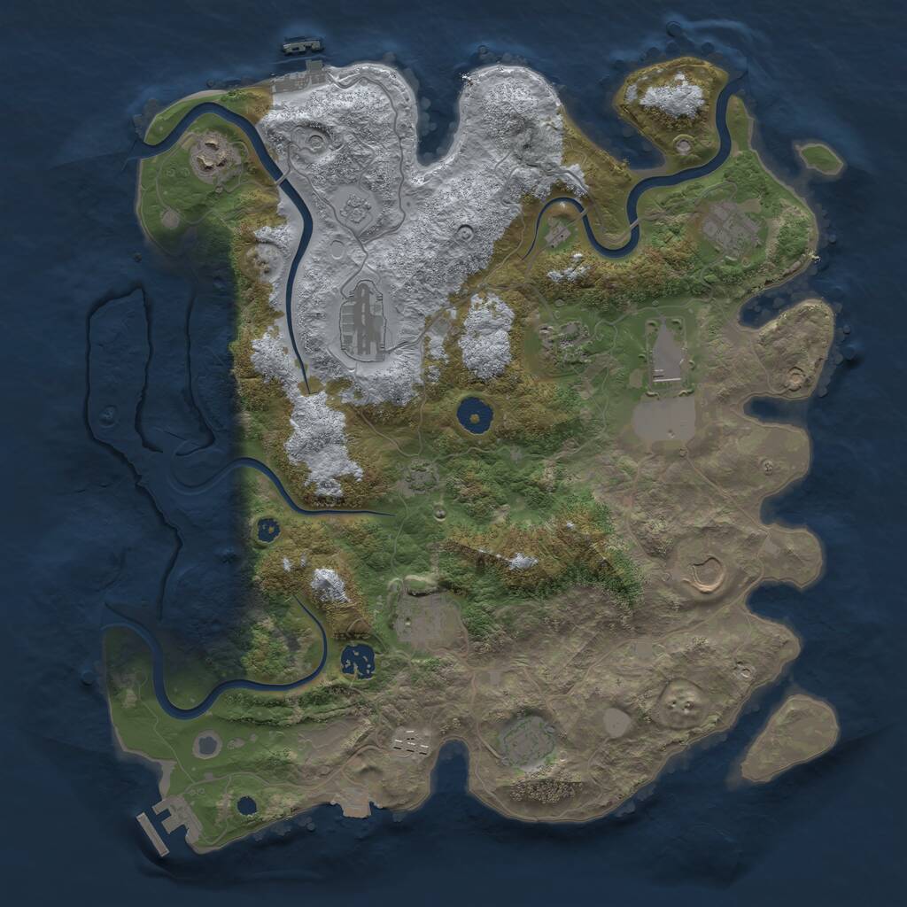 Rust Map: Procedural Map, Size: 3850, Seed: 150583557, 16 Monuments