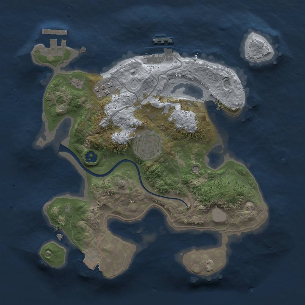 Rust Map: Procedural Map, Size: 2500, Seed: 345465132, 5 Monuments