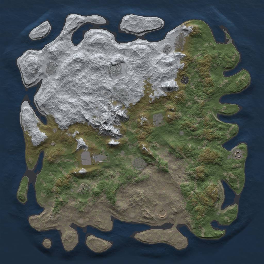 Rust Map: Barren, Size: 5000, Seed: 106623673, 14 Monuments