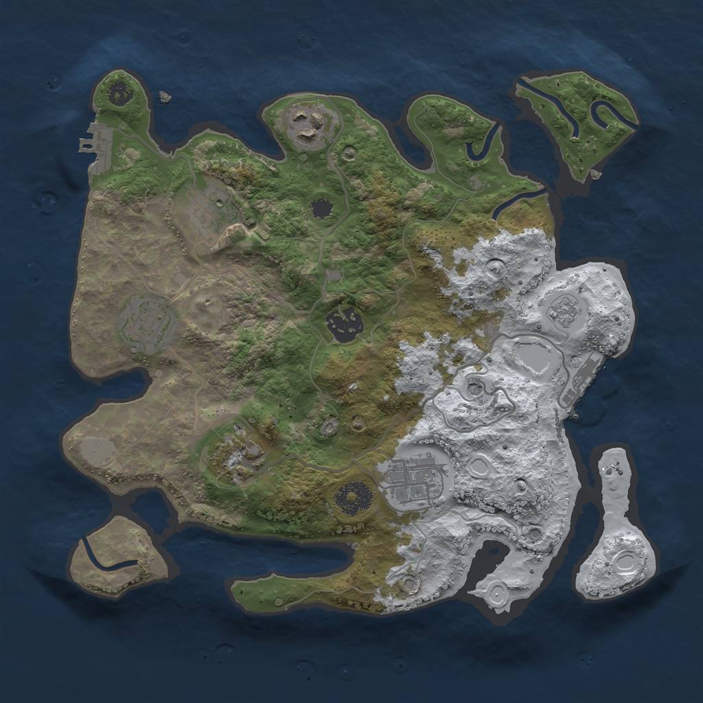 Rust Map: Procedural Map, Size: 3000, Seed: 18983473, 15 Monuments