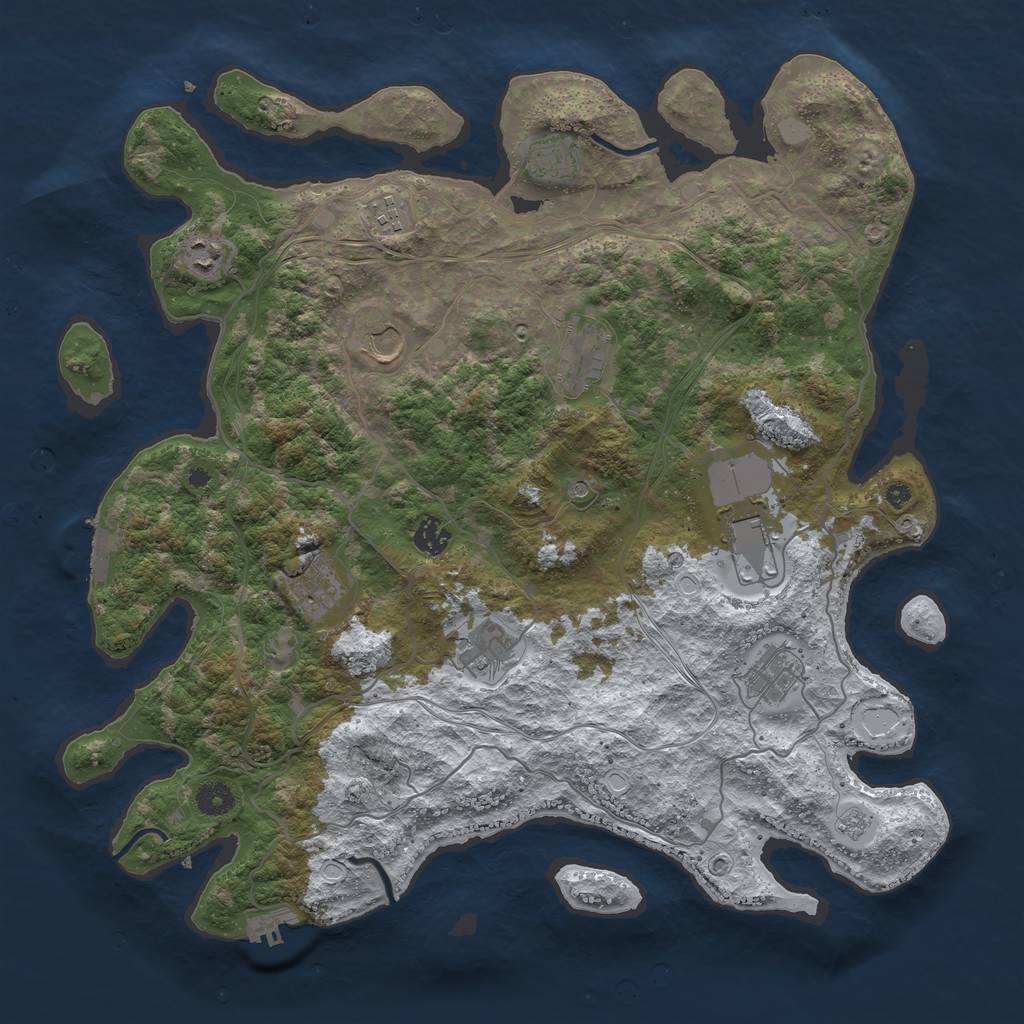 Rust Map: Procedural Map, Size: 4250, Seed: 1222166096, 19 Monuments