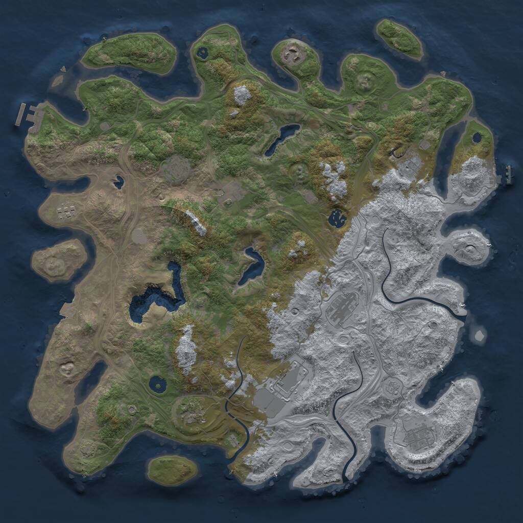 Rust Map: Procedural Map, Size: 4500, Seed: 14005, 15 Monuments