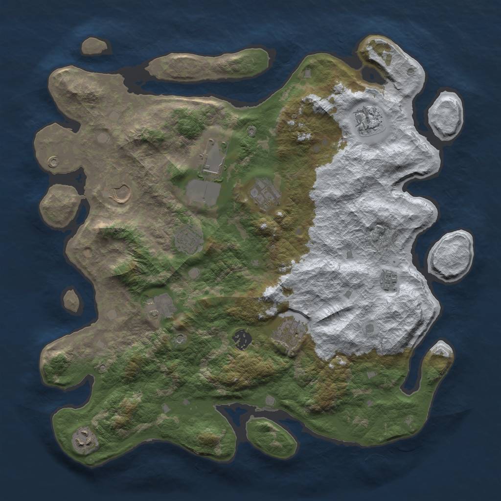 Rust Map: Barren, Size: 4000, Seed: 45958265, 13 Monuments