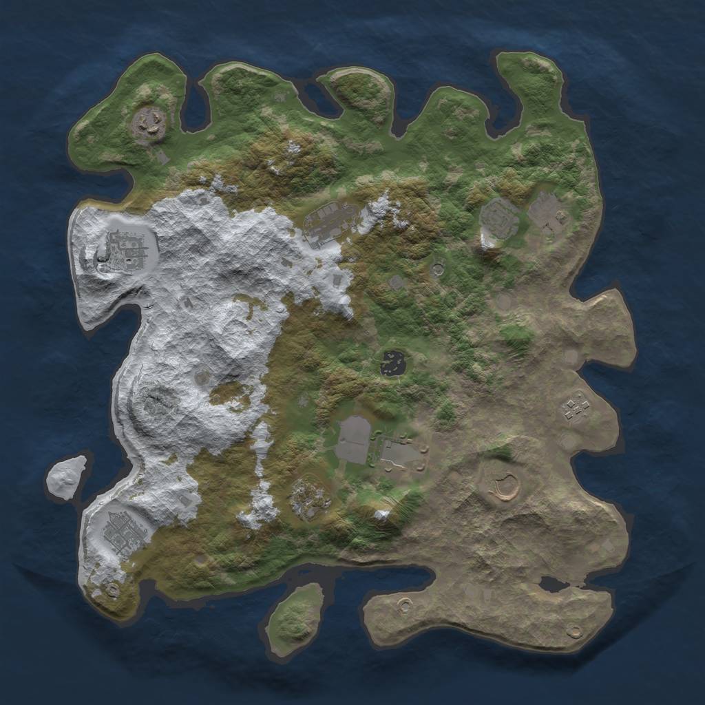 Rust Map: Barren, Size: 4000, Seed: 1373254302, 14 Monuments