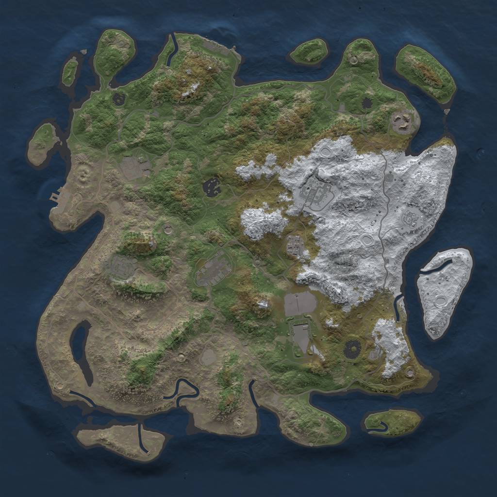 Rust Map: Procedural Map, Size: 4000, Seed: 769802413, 17 Monuments