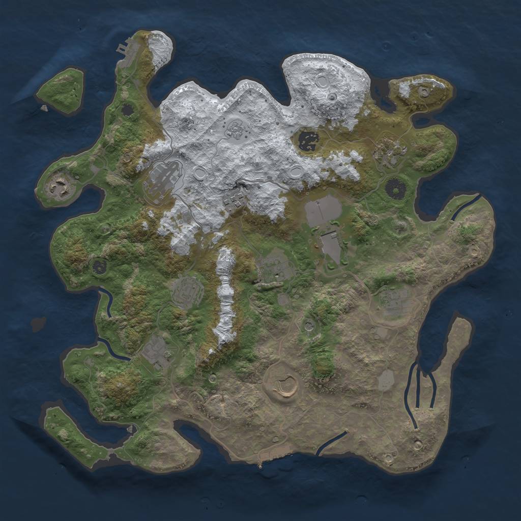 Rust Map: Procedural Map, Size: 3750, Seed: 1051490714, 20 Monuments