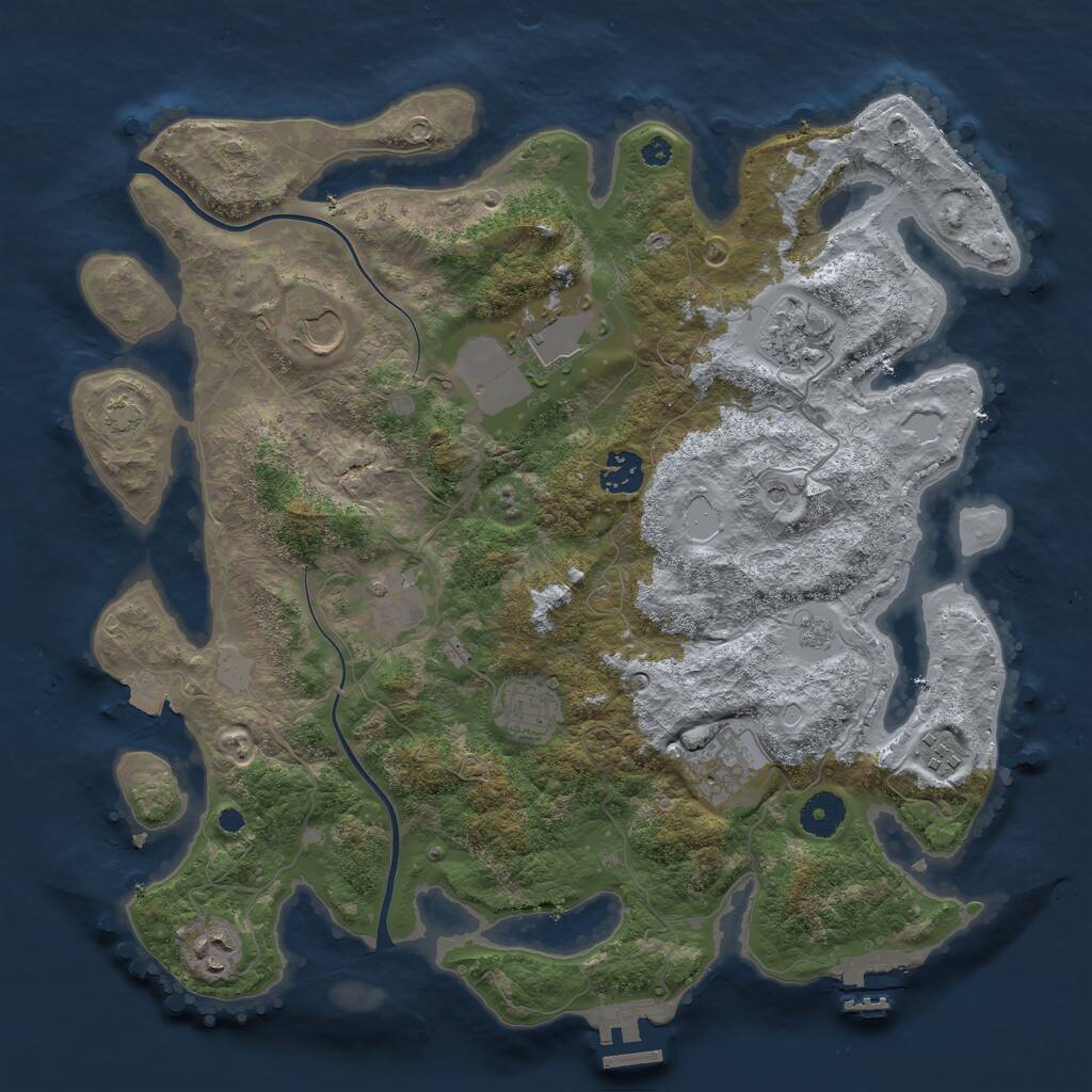 Rust Map: Procedural Map, Size: 3700, Seed: 1192435307, 15 Monuments
