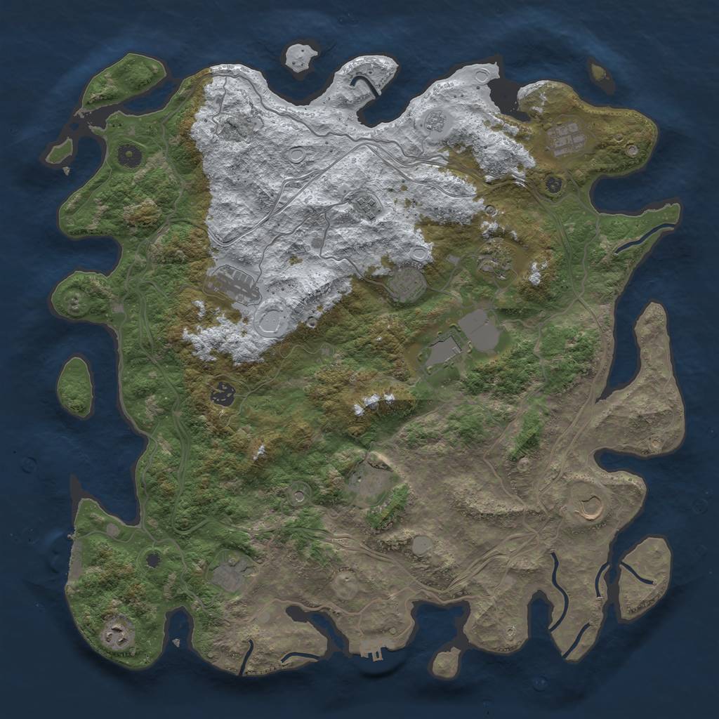 Rust Map: Procedural Map, Size: 4500, Seed: 4862, 20 Monuments