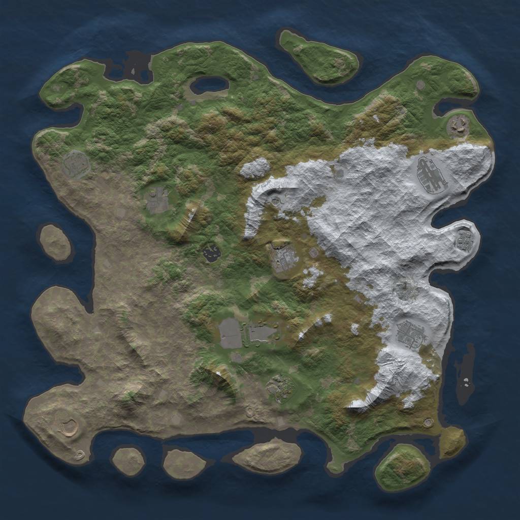Rust Map: Barren, Size: 4500, Seed: 53, 14 Monuments