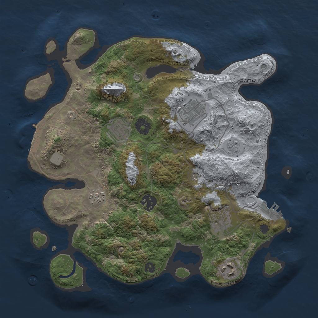 Rust Map: Procedural Map, Size: 3000, Seed: 13883, 15 Monuments