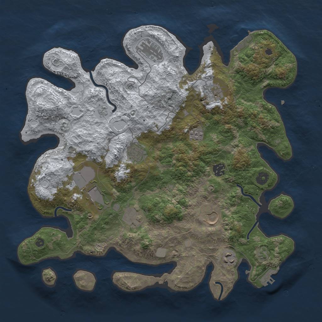 Rust Map: Procedural Map, Size: 3760, Seed: 1571652926, 18 Monuments