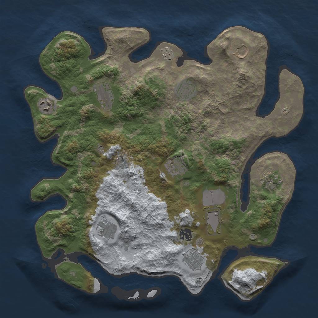Rust Map: Barren, Size: 3700, Seed: 837, 14 Monuments